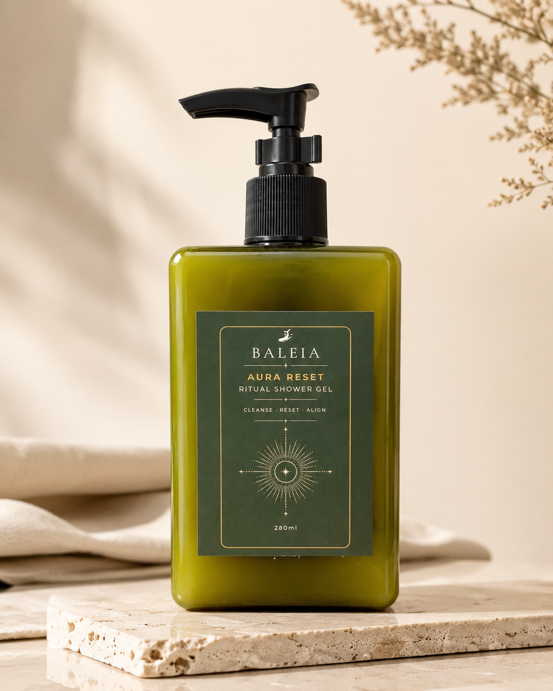 Baleia Aura Reset Shower Gel 氣場重整沐浴露,280ml 綠色泵裝瓶